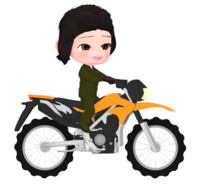 オフロードバイクに乗る女性のイラスト
