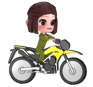 オフロードバイクに乗る女性のイラスト