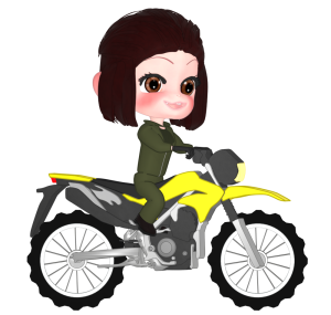 オフロードバイクに乗る女性のイラスト