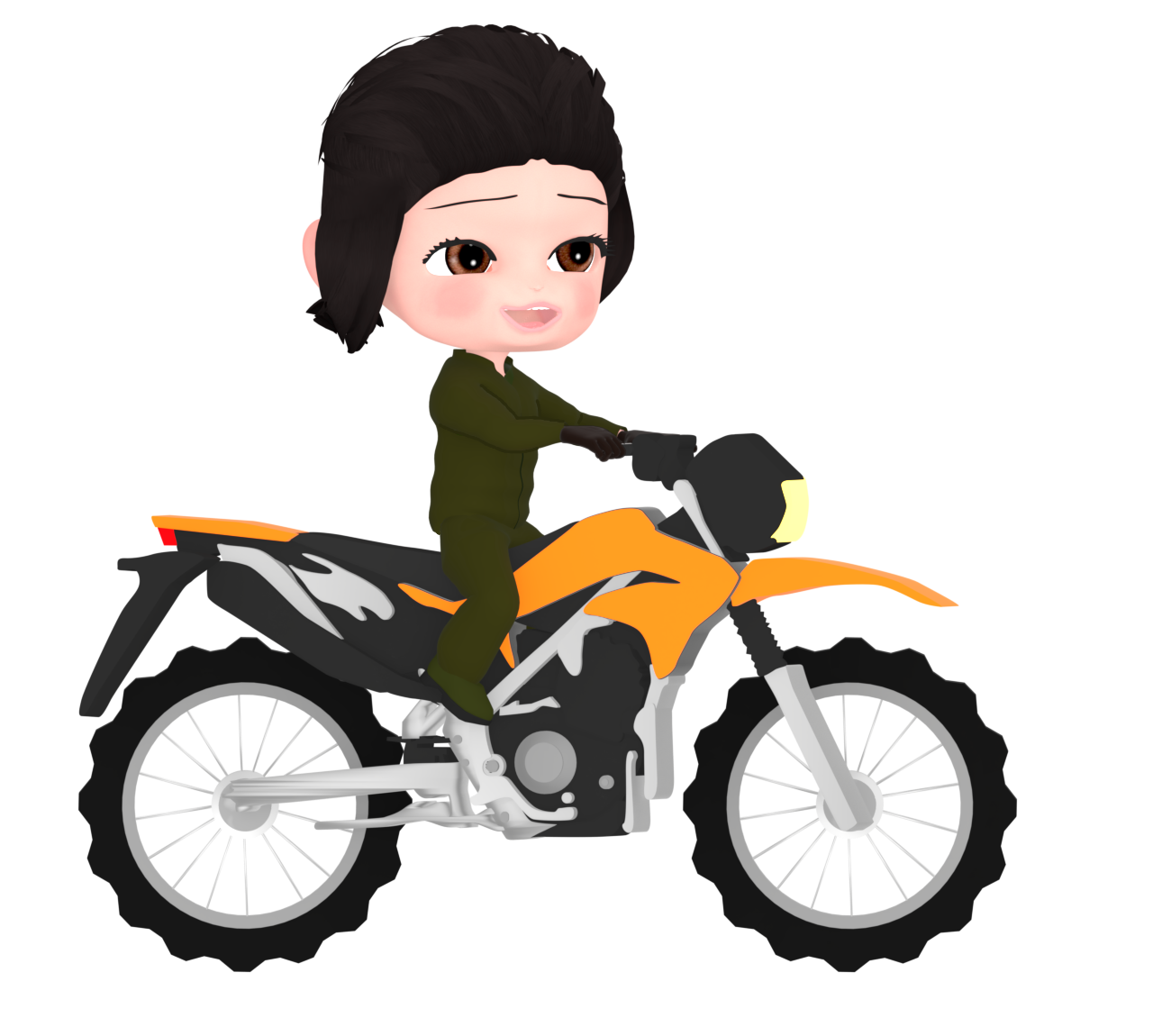オフロードバイクに乗る女性のイラスト
