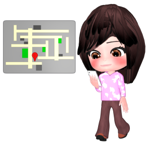 スマホの地図で探す女性のイラスト