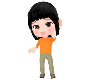 手を出して叫ぶ女性のイラスト