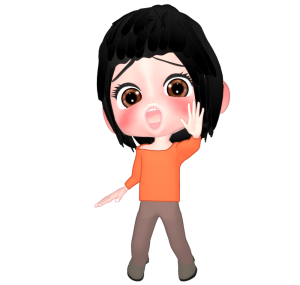 手を出して叫ぶ女性のイラスト