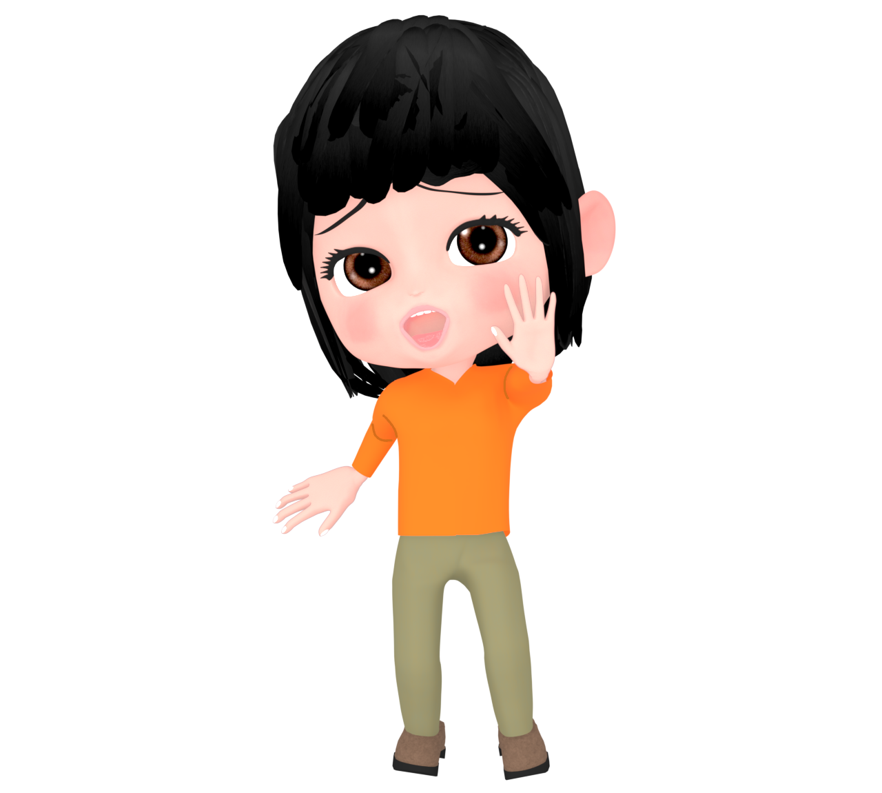 手を出して叫ぶ女性のイラスト