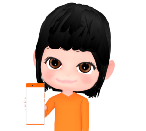 スマホの画面を見せる女性のイラスト