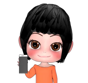 スマホの画面を見せる女性のイラスト