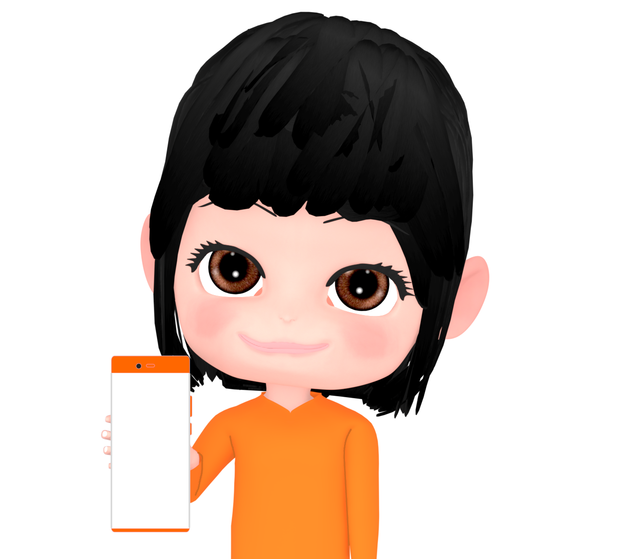 スマホの画面を見せる女性のイラスト 8 スマホの画面を見せる女性のイラスト