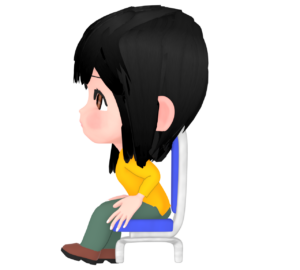 姿勢が悪く椅子に座る女性のイラスト