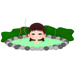 温泉に浸かる女性のイラスト