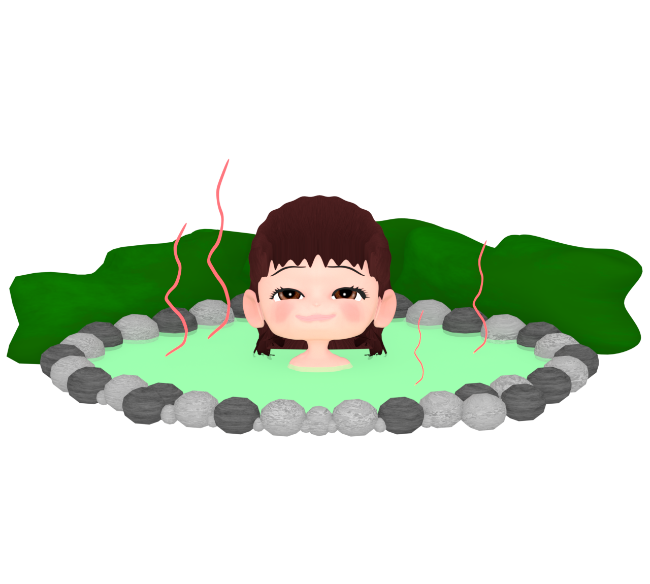 温泉に浸かる女性のイラスト