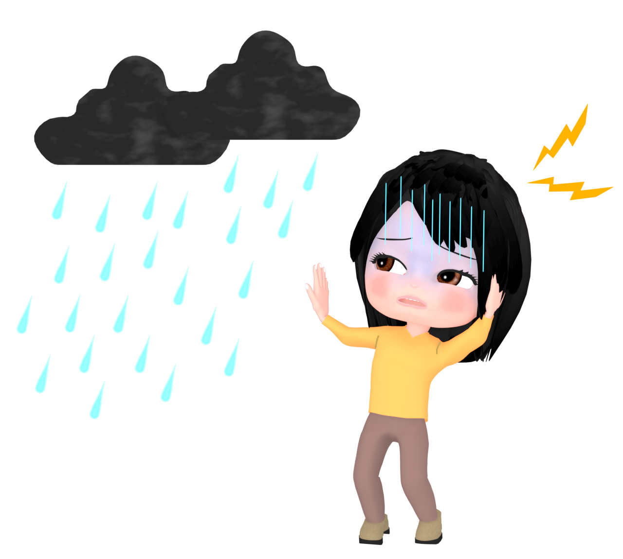 片頭痛に悩む女性のイラスト