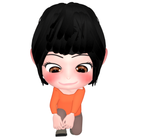 靴紐を笑顔で結ぶ女性のイラスト