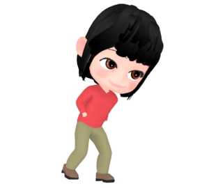 前にかがめて歩く女性のイラスト