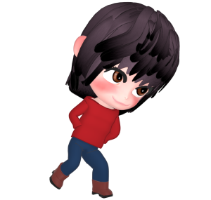 前にかがめて歩く女性のイラスト