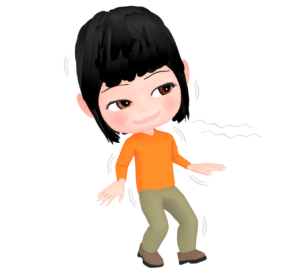 フラフラと横向きで歩く女性のイラスト