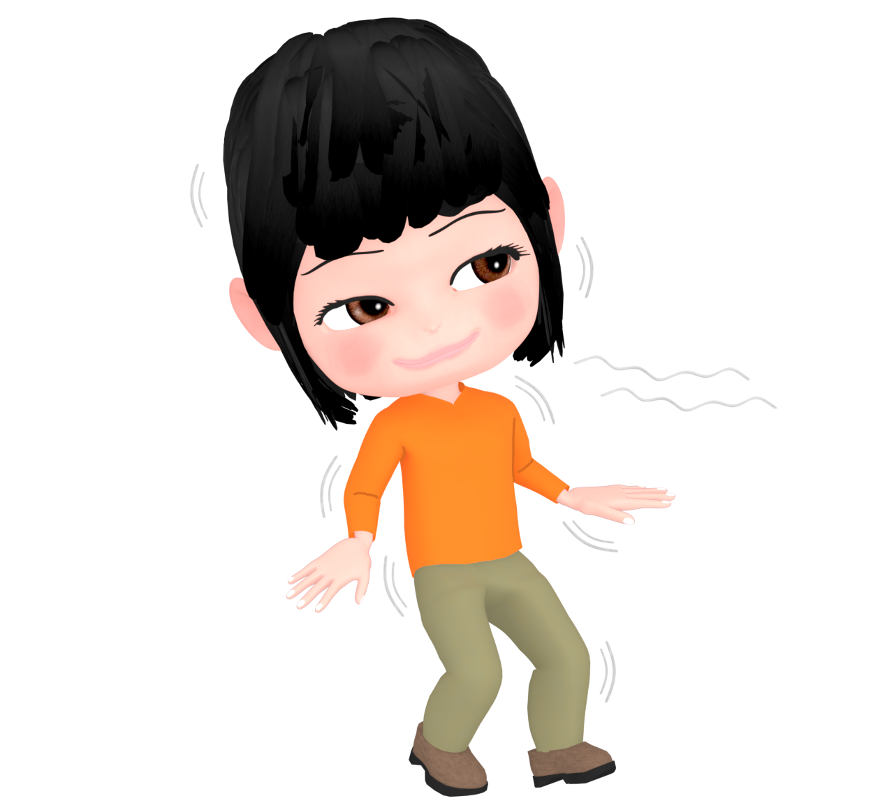 フラフラと横向きで歩く女性のイラスト