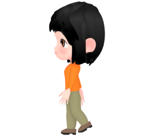 横向きの歩く女性のイラスト