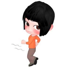 後ろを向きながら歩く女性のイラスト
