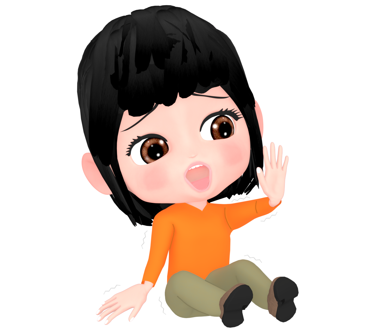 腰を抜かす女性のイラスト