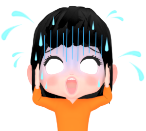 汗が止まらない白目の女性のイラスト