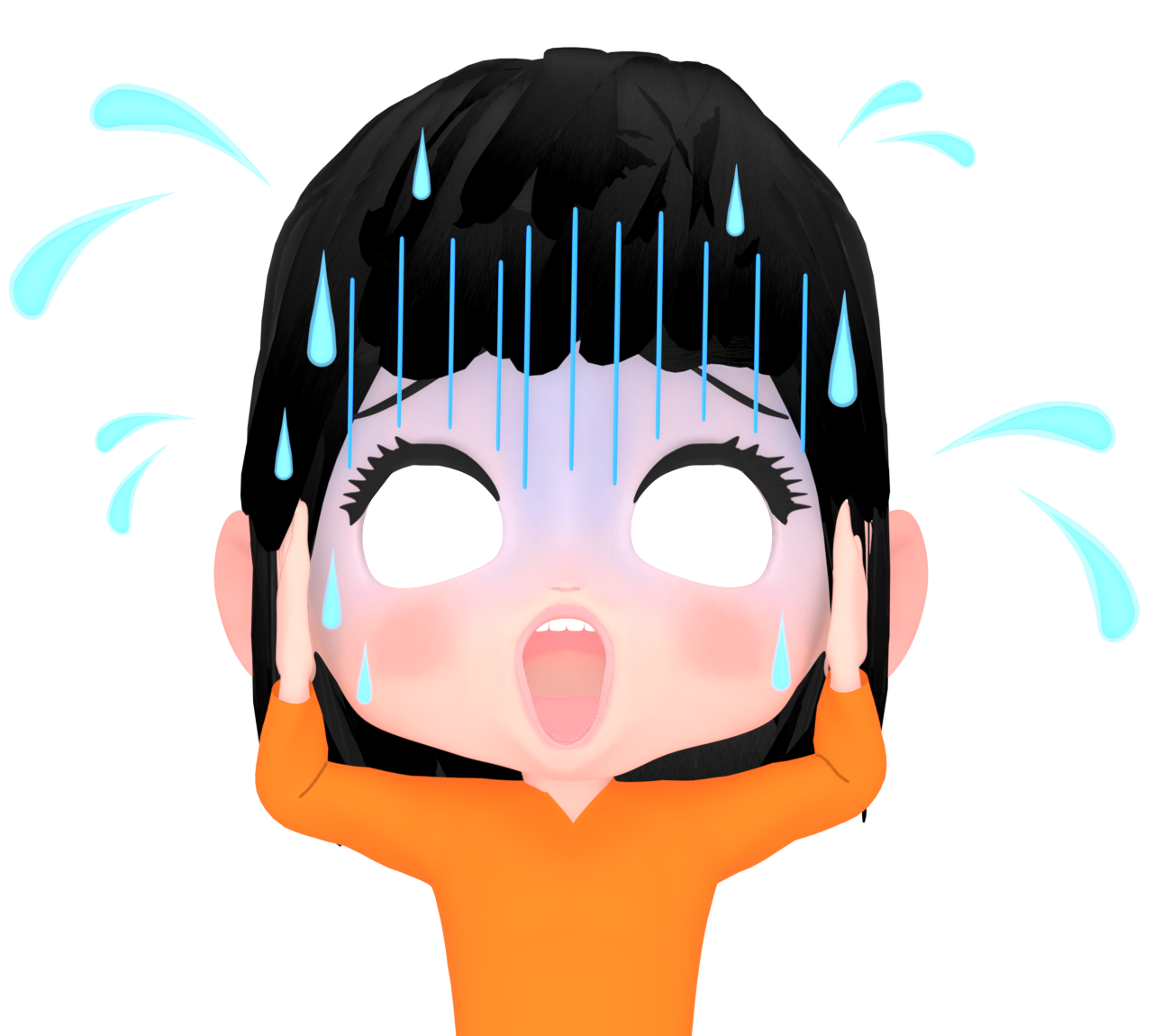 汗が止まらない白目の女性のイラスト