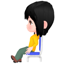 ずっこけ座りで椅子に座る姿勢の悪いイラスト