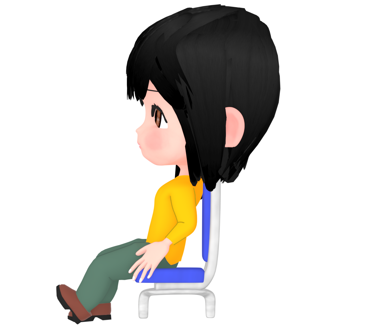 ずっこけ座りで椅子に座る姿勢の悪いイラスト