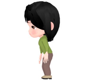 首が前に出る姿勢の悪い女性のイラスト