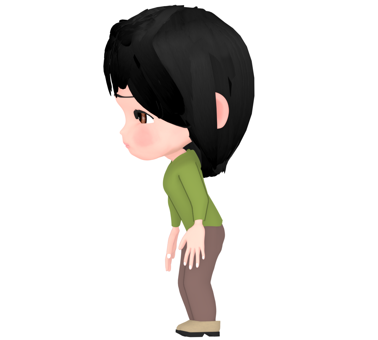 首が前に出る姿勢の悪い女性のイラスト