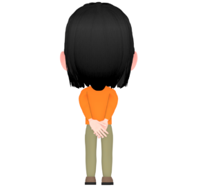 後ろに手を組む女性のイラスト