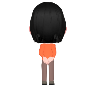 後ろに手を組む女性のイラスト