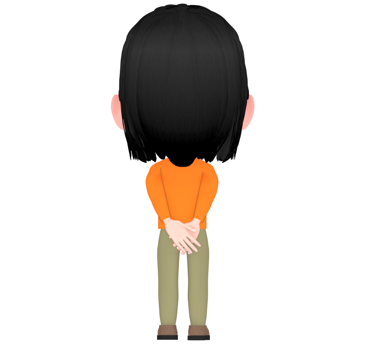 後ろに手を組む女性のイラスト