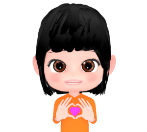 ハートを持つ女性のイラスト