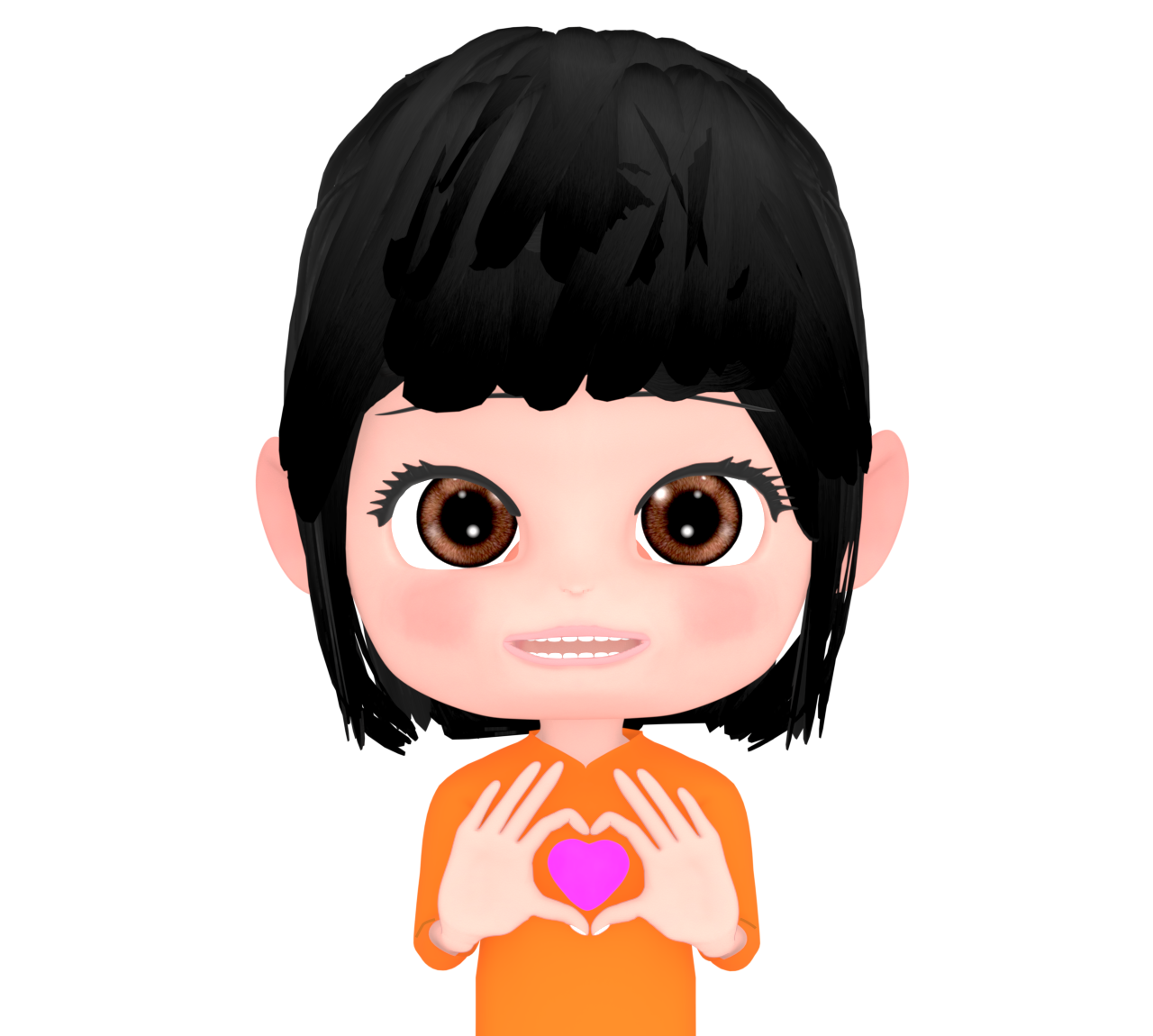 ハートを持つ女性のイラスト