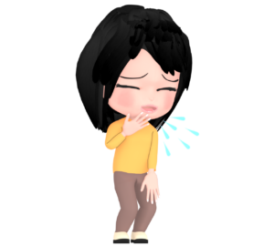 辛そうに咳をする女性のイラスト