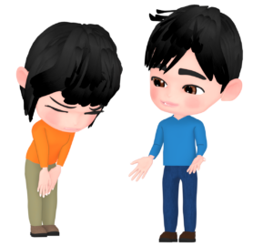 謝る女性と許す男性のイラスト
