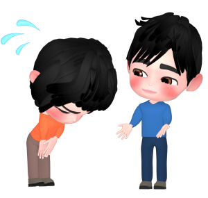 謝る女性と許す男性のイラスト