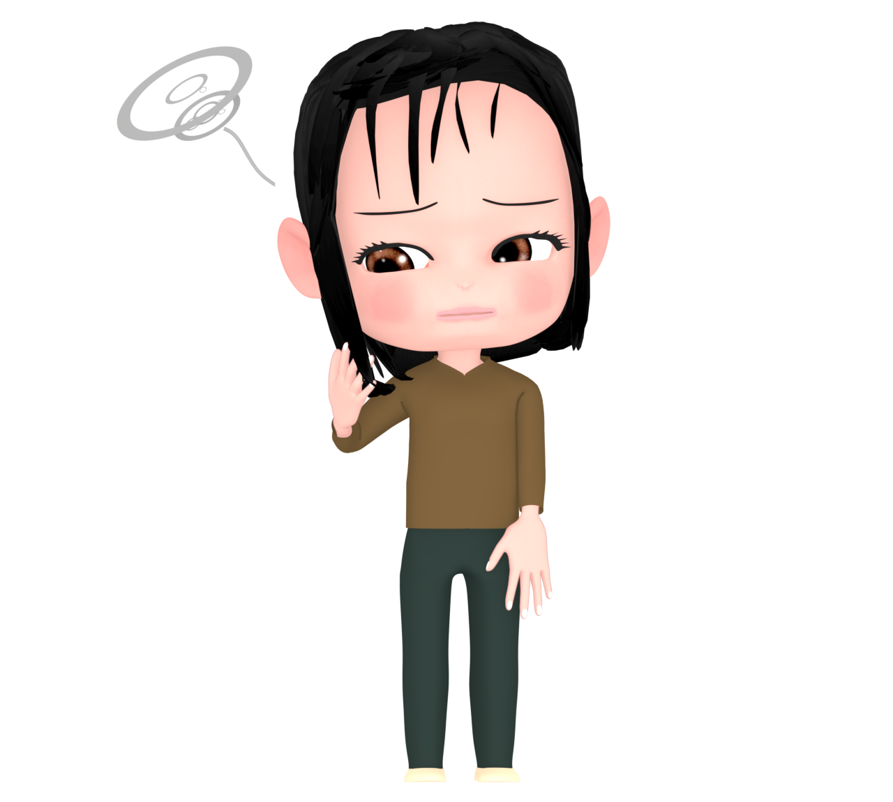 薄毛に悩む女性のイラスト