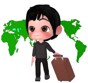 世界旅行に行く男性のイラスト