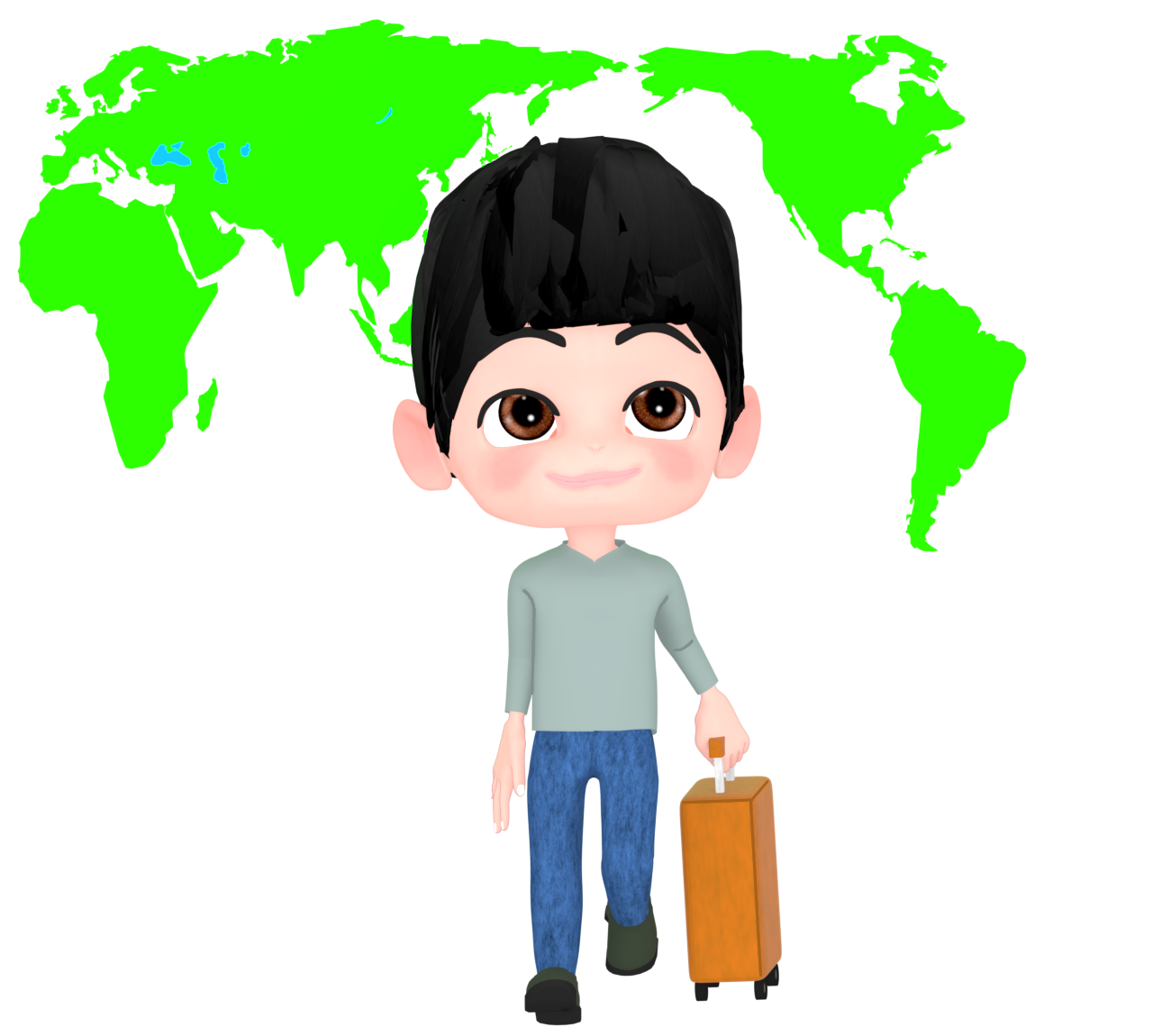 世界旅行に行く男性のイラスト
