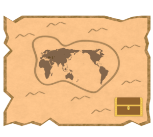 世界の宝の地図のイラスト