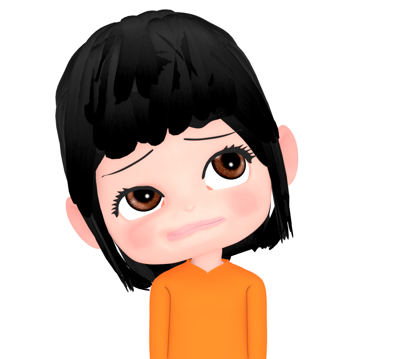 首を傾けて悩む女性のイラスト