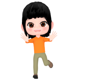 わっ！笑顔で驚かせる女性のイラスト