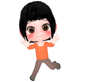 わっ！笑顔で驚かせる女性のイラスト
