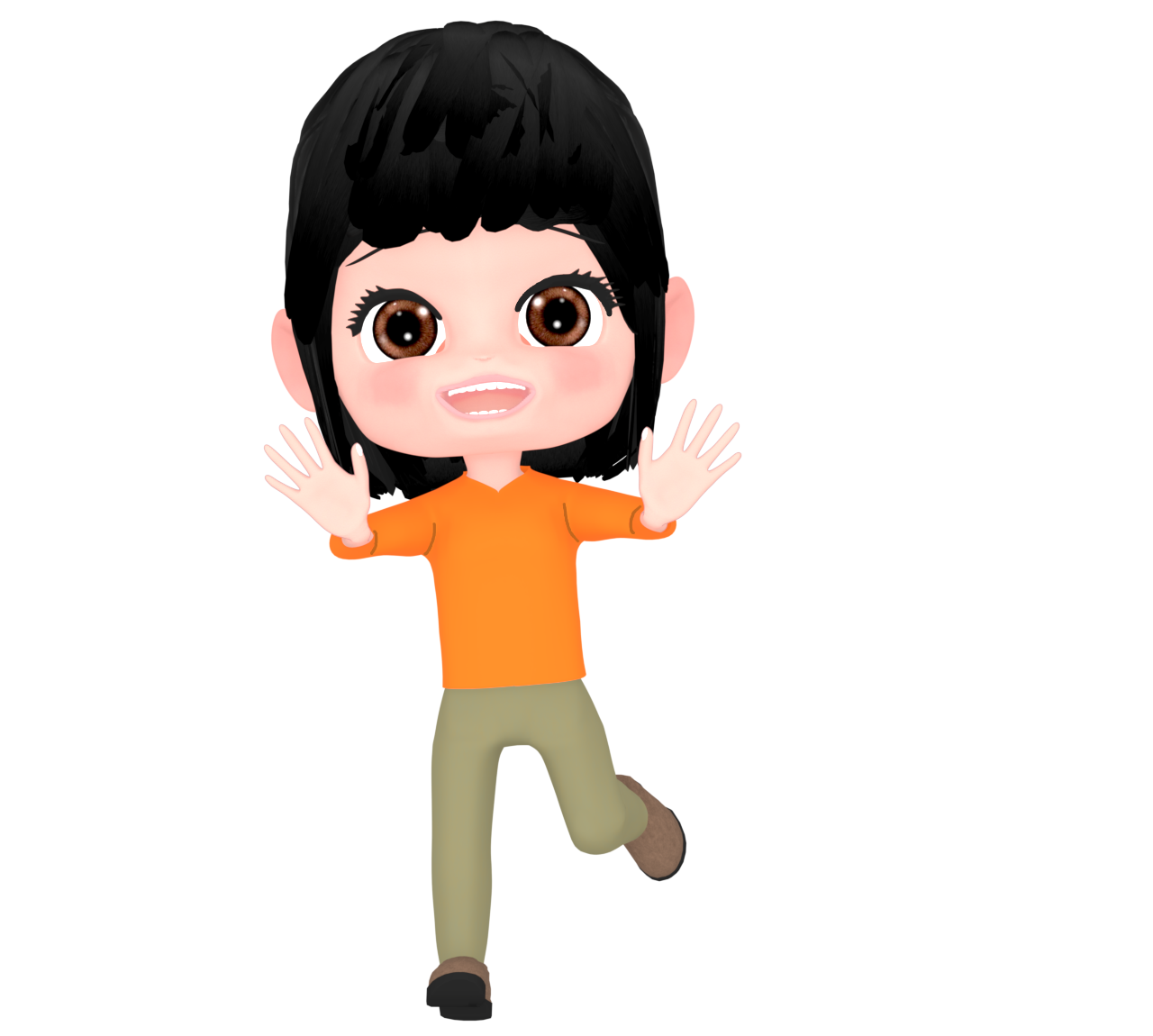 わっ！笑顔で驚かせる女性のイラスト