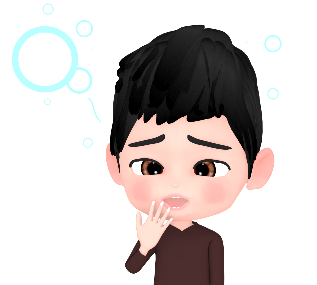 寝ぼけてあくびをしている男性のイラスト