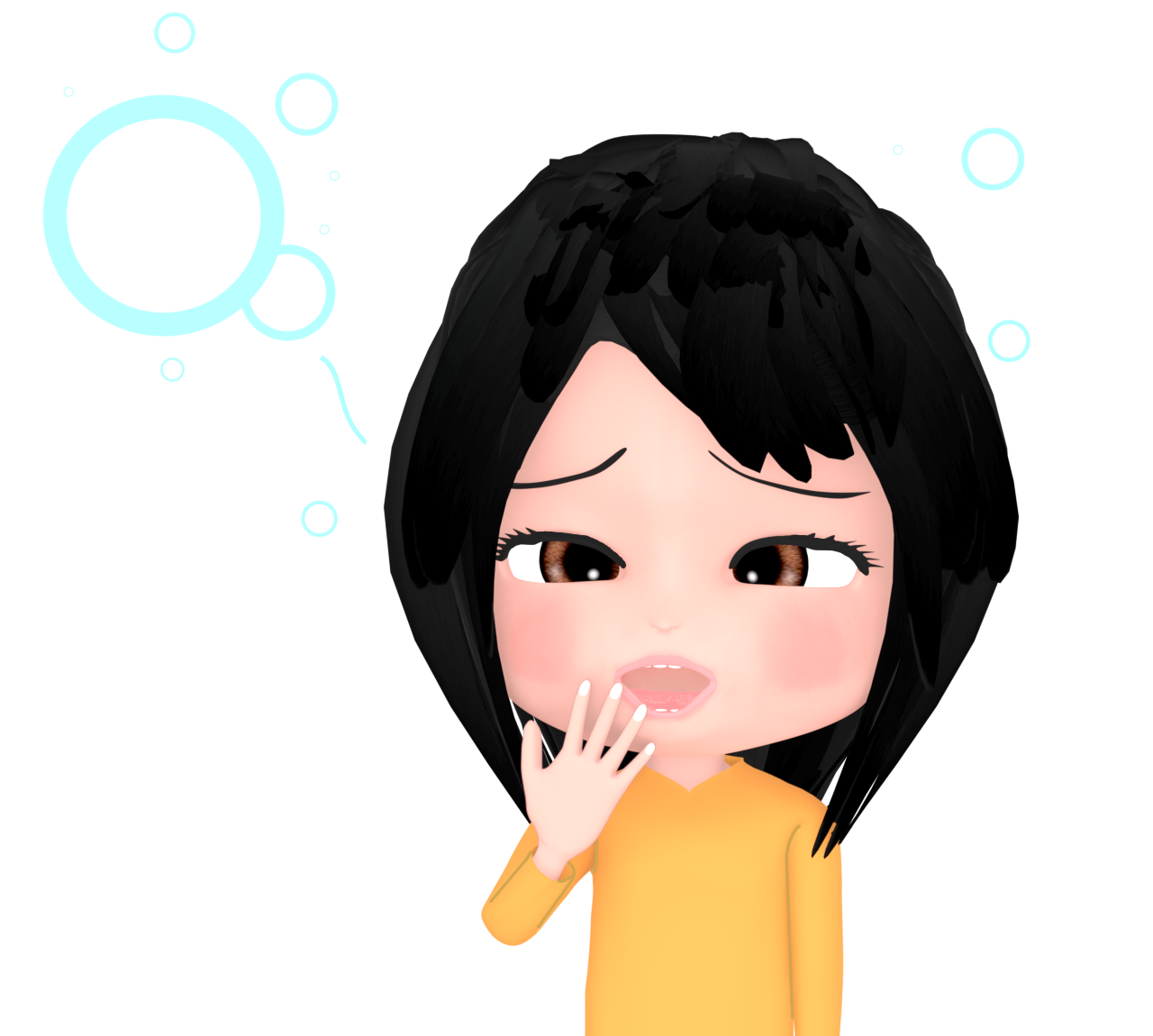 あくびをする女性のイラスト