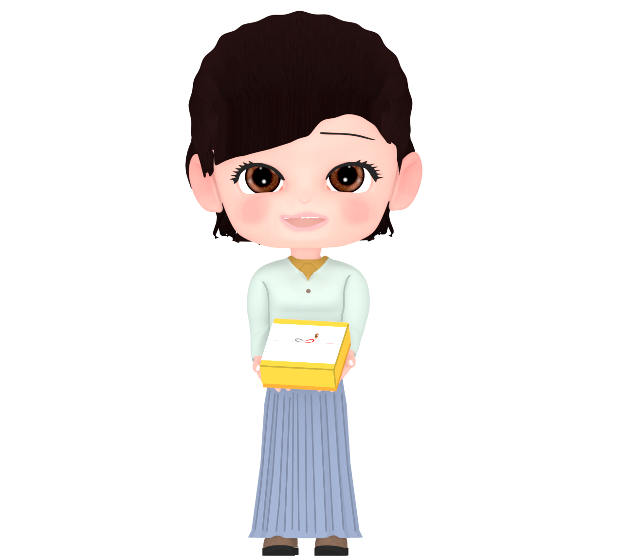 お歳暮を渡す人のイラスト