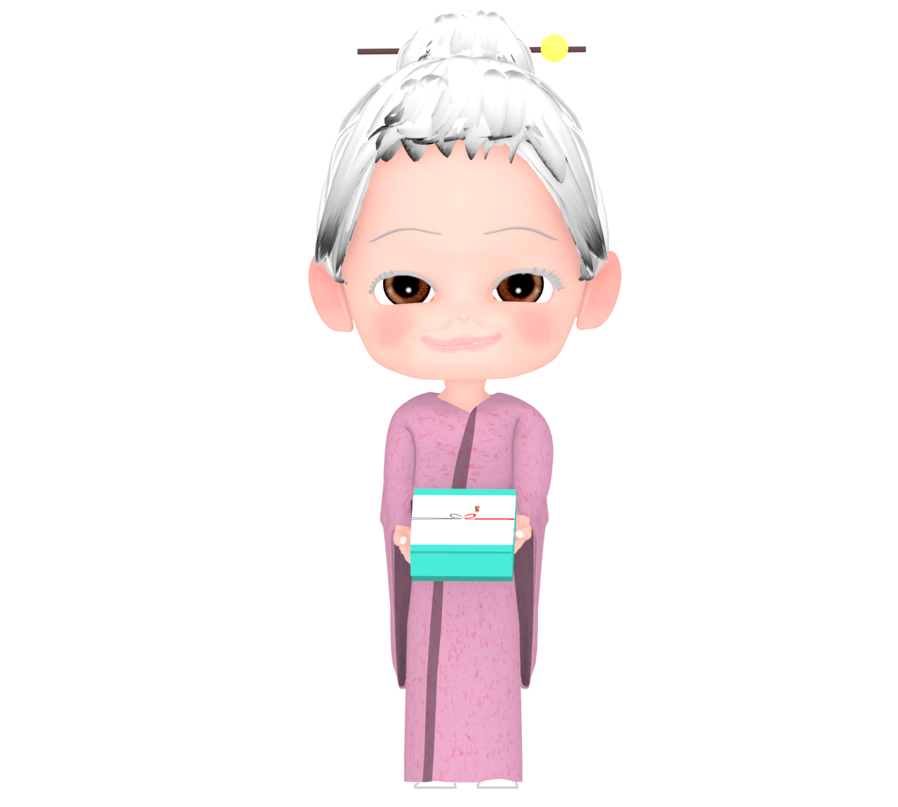 お歳暮を渡すおばあちゃんのイラスト