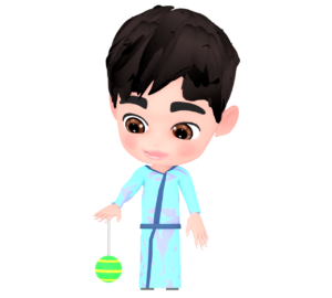 ヨーヨーで遊ぶ男の子のイラスト